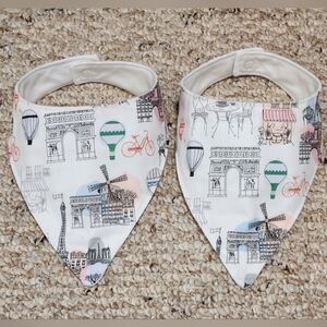 Handmade Paris Cafe Bandana Toddler Bib Set